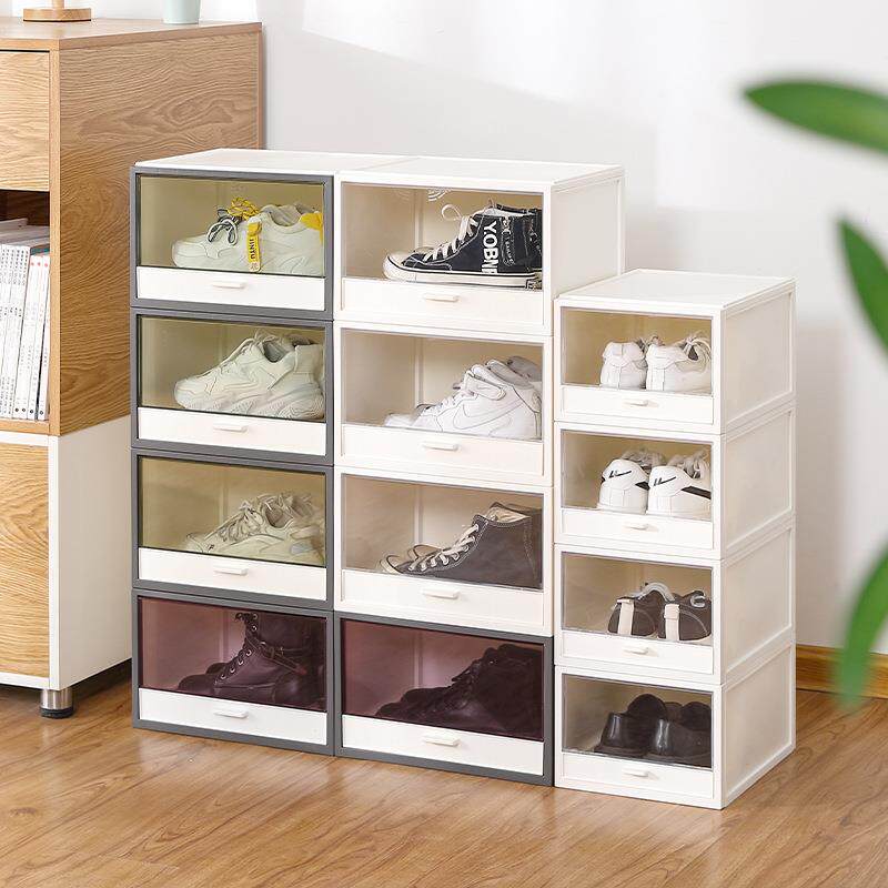 塑料抽屉式鞋盒密封加盖家用男女鞋收纳盒多层叠加高透抽拉式鞋柜