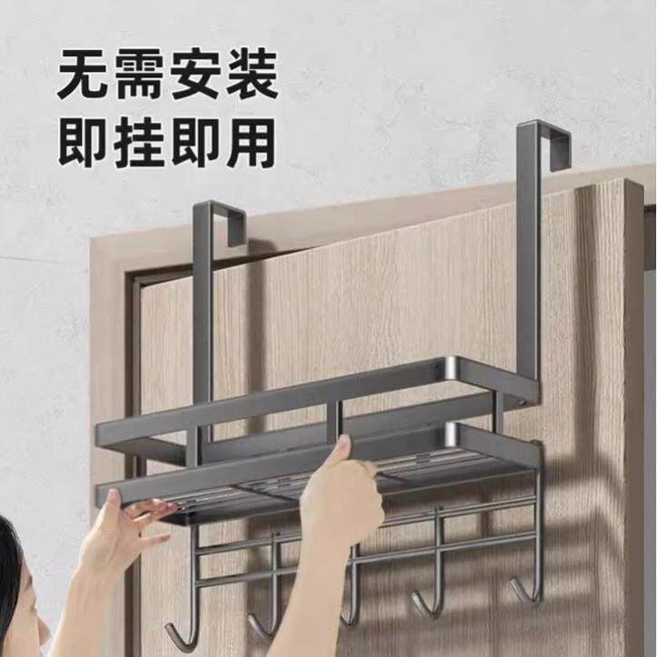 门后挂衣架现代双层免打孔卧室门后挂钩宿舍收纳置物架门挂钩挂架