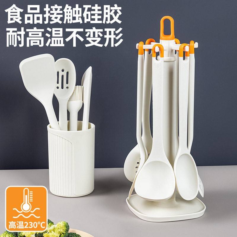 日本硅胶厨具套装家用锅铲炒菜铲子炒勺汤勺油刷耐高温不粘锅专用