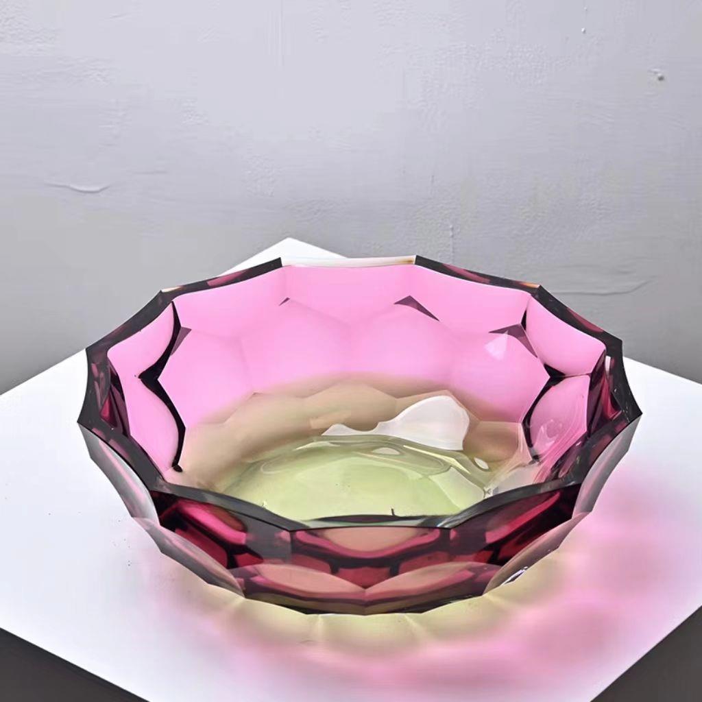 现代切面水晶玻璃花瓶插花水养梅瓶水晶摆件家居客厅装饰水培花器
