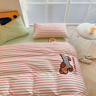 加厚件水洗棉毛MST巾彩绣四套韩式色波点多巴胺混搭床上用品三风