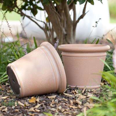 虹越梵花谷外圆型仿陶土脂EKW盆简约树耐用塑料花盆花卉室内种植