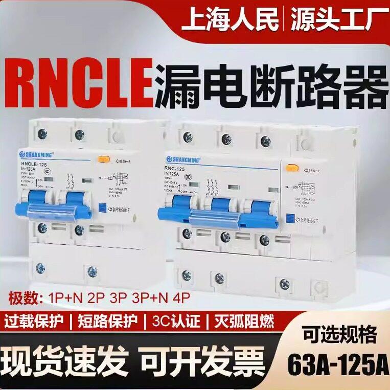 上海人民漏电断路器DZ47LE-80A100A125A漏电保护开关导轨安装漏保
