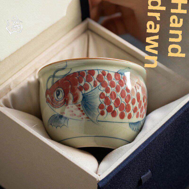 手工大师杯老泥手绘茶杯景德镇釉下彩功夫茶套装茶杯个人杯单杯