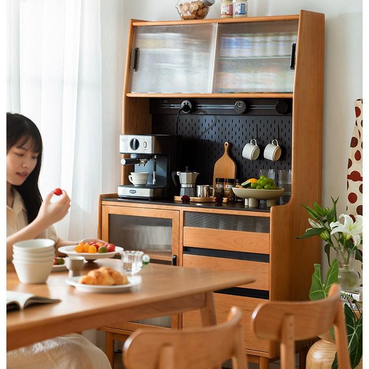 北欧实木餐边柜 家用小户型洞洞板收纳茶水柜客厅多功能储物柜