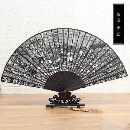 镂空出国檀香折扇香木礼品td61紫檀扇子扇扇寸风扇乌木7