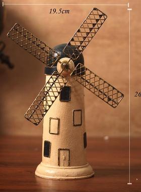 正品复古厅荷兰风车旋摆品转模型工艺摆件客电视柜酒柜装饰创意小