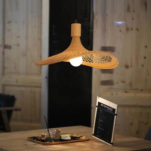 创意草帽灯罩覆古风餐厅竹艺灯个性火锅店民宿茶室东南亚竹编吊灯