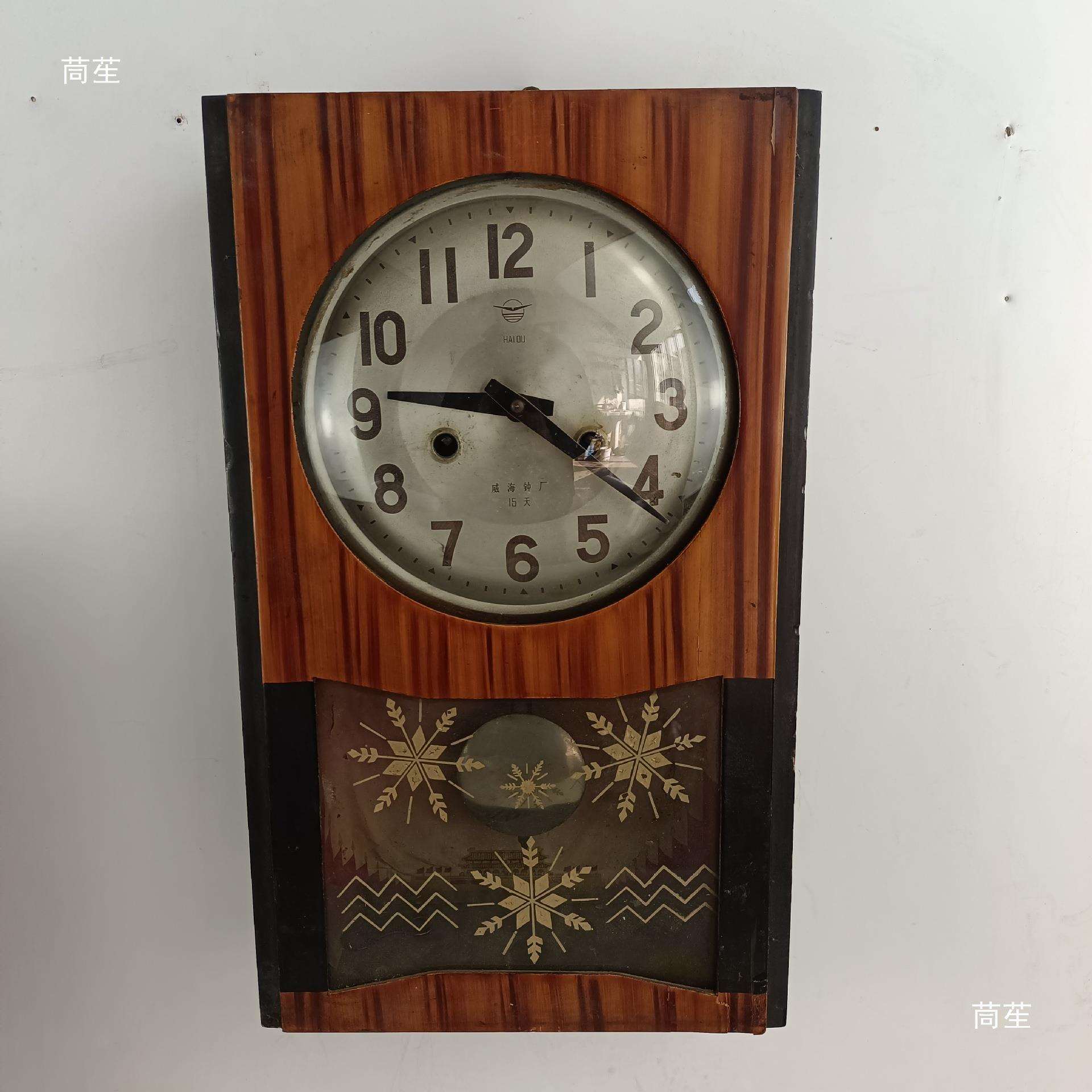 老物件旧钟表老式机械上弦摆钟客厅挂钟复古装饰怀旧摆件影视道具