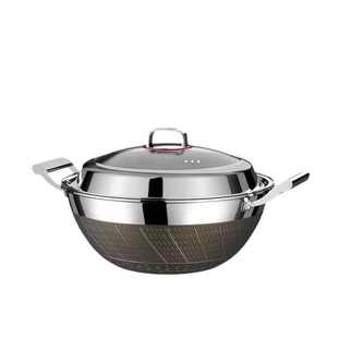 电炒菜锅炖锅不锈钢克思金不加深钛挑家用炉灶涂层无炒锅德雷316