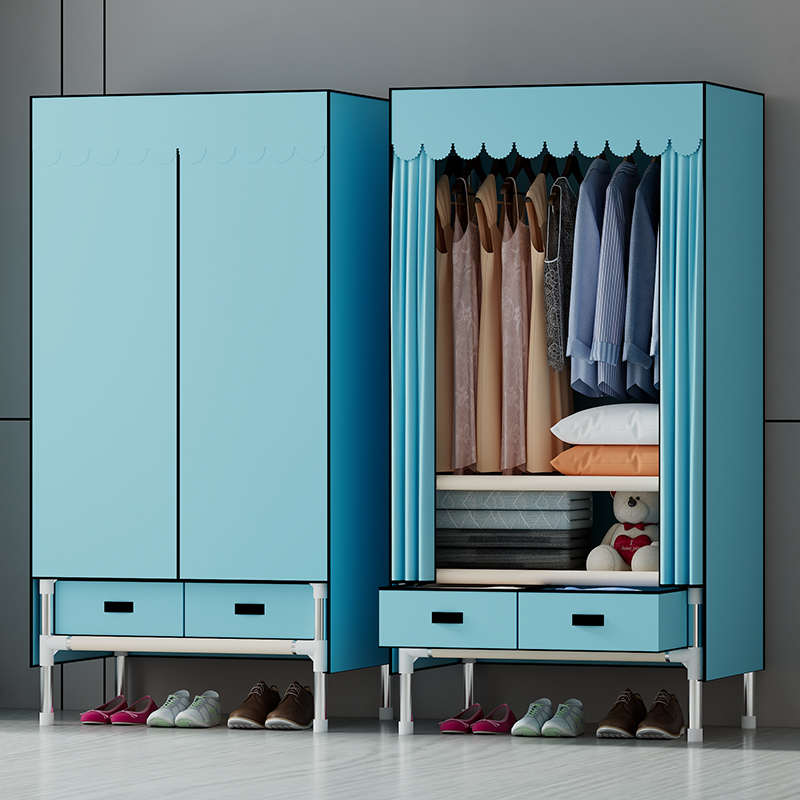 简易衣柜家用卧室布衣柜结实耐用出租房用纯色小型宿舍组装挂衣柜