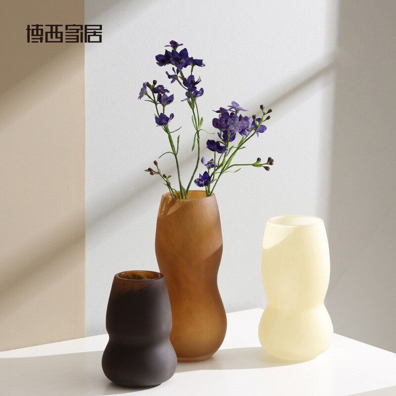 博西家居玉质葫芦形大肚玻璃花瓶摆件家居设计师装饰品水培花瓶