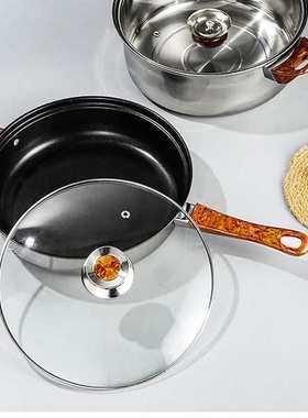 套锅不锈钢汤锅煎盘套装锅12/18PCS炊具套装锅Metal Pot Set