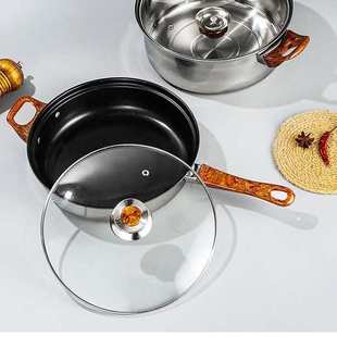 套锅不锈钢汤锅煎盘套装锅12/18PCS炊具套装锅Metal Pot Set