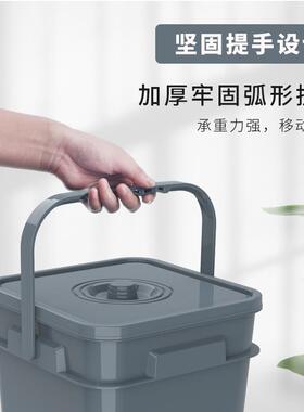 0J025L方形茶水桶家用储水桶茶具排水桶带盖茶渣桶垃圾桶深灰