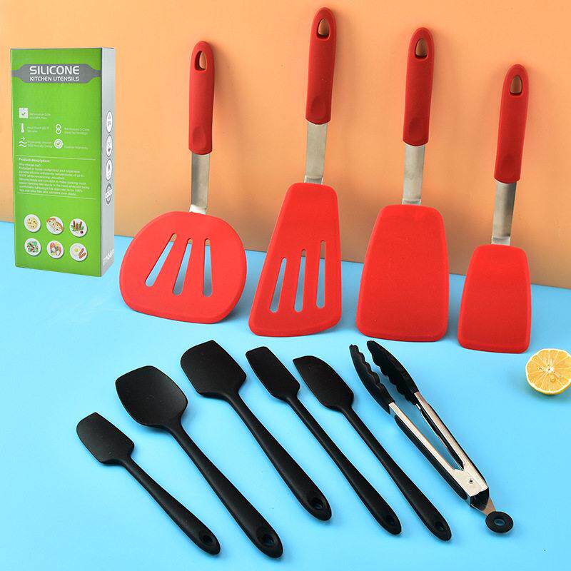 硅胶厨具套装汤勺铲子烹饪硅胶厨具10件套厨房用具