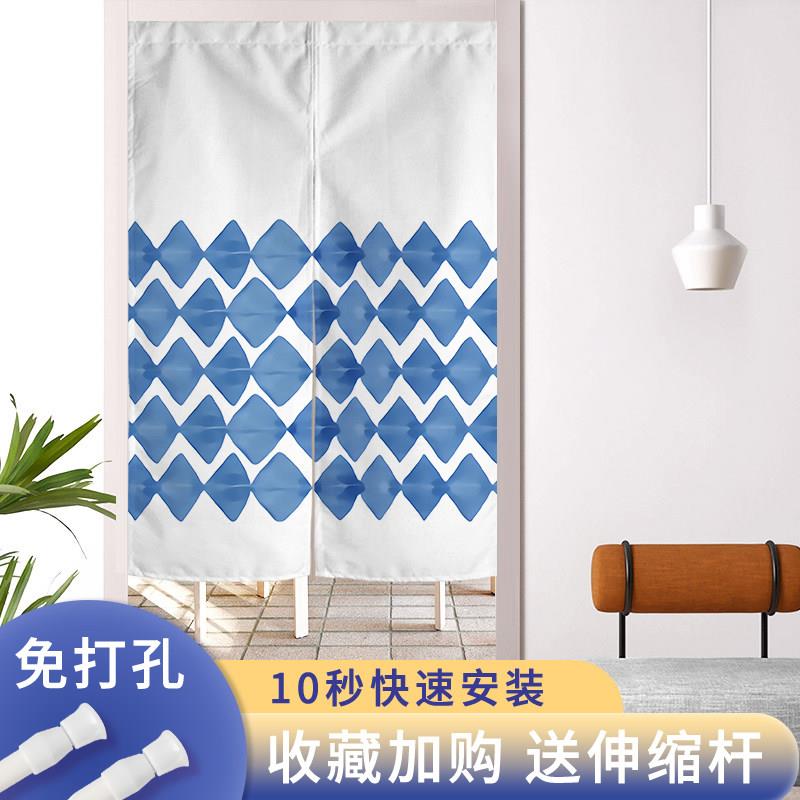北欧门帘免打孔家用隔断帘卧室半帘厨房挂帘子卫生间餐厅遮挡定制