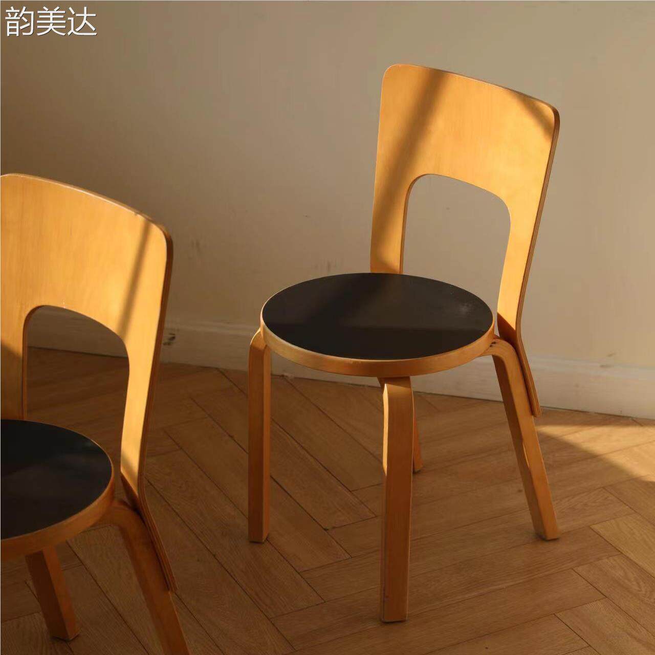 北欧经典artek  椅  子 设计师款餐厅靠背餐 椅 ins中古实木家用简约高级床笠垫