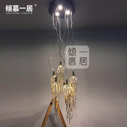 法式水晶吊灯客厅灯全铜创意餐厅灯复式别墅楼梯灯卧室新艺术吊灯