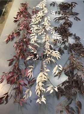 灰藤树色咖色红色绿色长柳叶藤ISS蔓绿叶条壁挂装饰叶条婚礼绢花