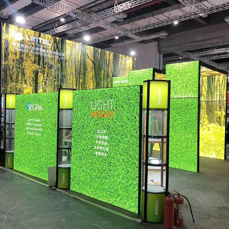 展会背景墙折叠灯箱发光背景架快幕秀灯箱LED卡布可携式SEG灯箱定