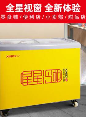 星星冷藏冷冻展示柜单温冰柜商用家用卧式冷柜玻璃门饮料雪糕柜