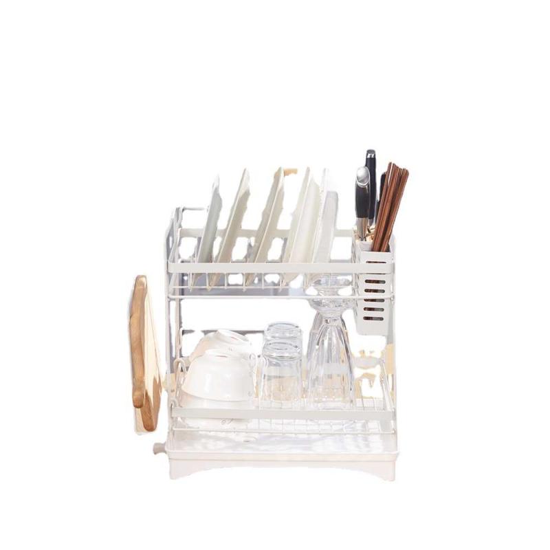 厨房置物架不锈钢晾放碗筷双层刀菜板收纳盒落地家用品沥水碗碟架