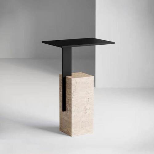 北欧沙发洞石边几可移动茶几床头小桌子置物架设计师大理石角几