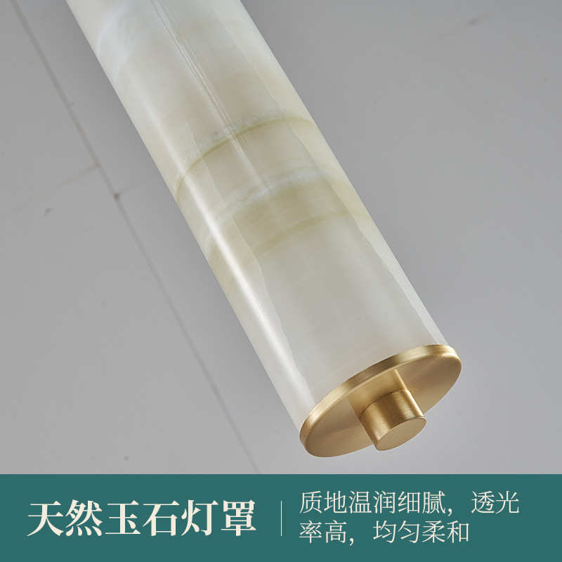 新中式云石吊灯楼梯间网红复古长吊灯现代简约复式楼别墅LED吊灯
