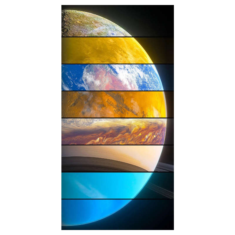 现代简约宇宙太空太阳系九大行星客厅房间玄关挂画壁画无框装饰画图片