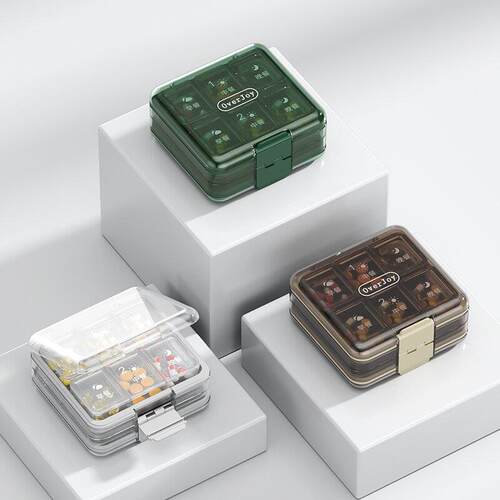 Portable Pill Organizer with Large Capacity, Double Layer, T