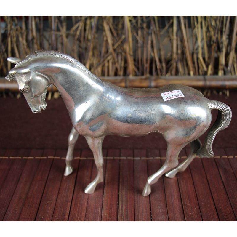 古玩杂项仿古铜器白铜书房居家摆件精品工艺用品低头骏马