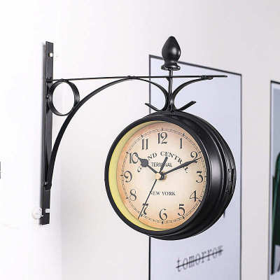 Clock Iron Wall Clock Decoration Double Sided Wall Clock wal