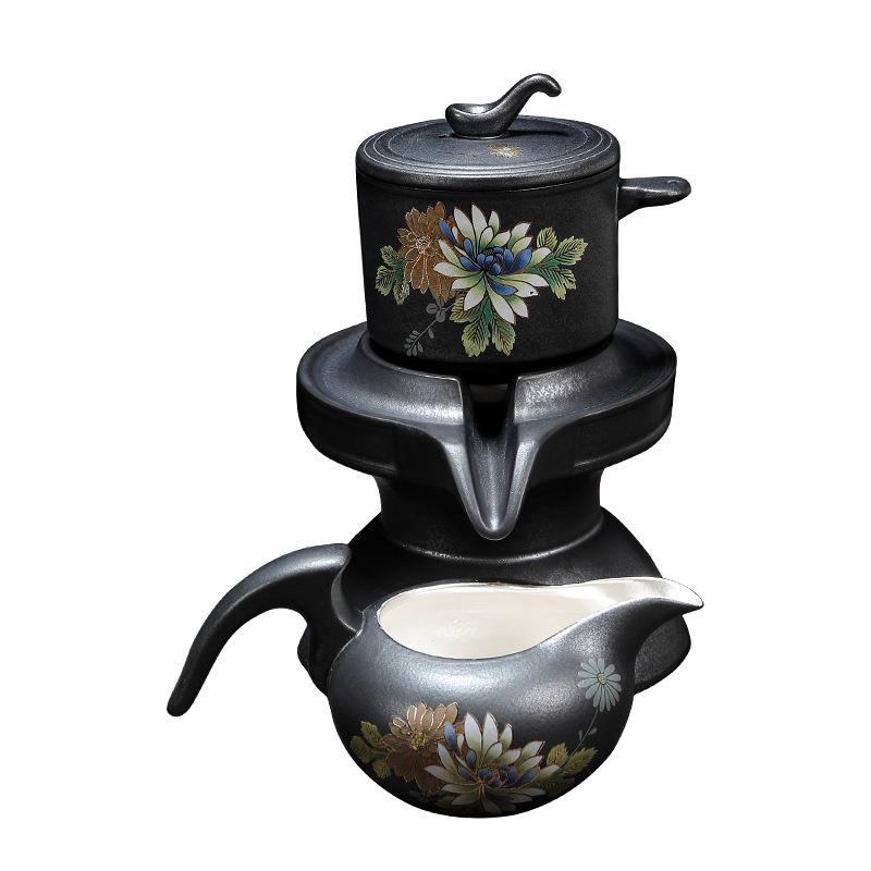 林晓伟茶具套装家用客厅中式复古陶瓷全自动茶杯石磨懒人泡茶器
