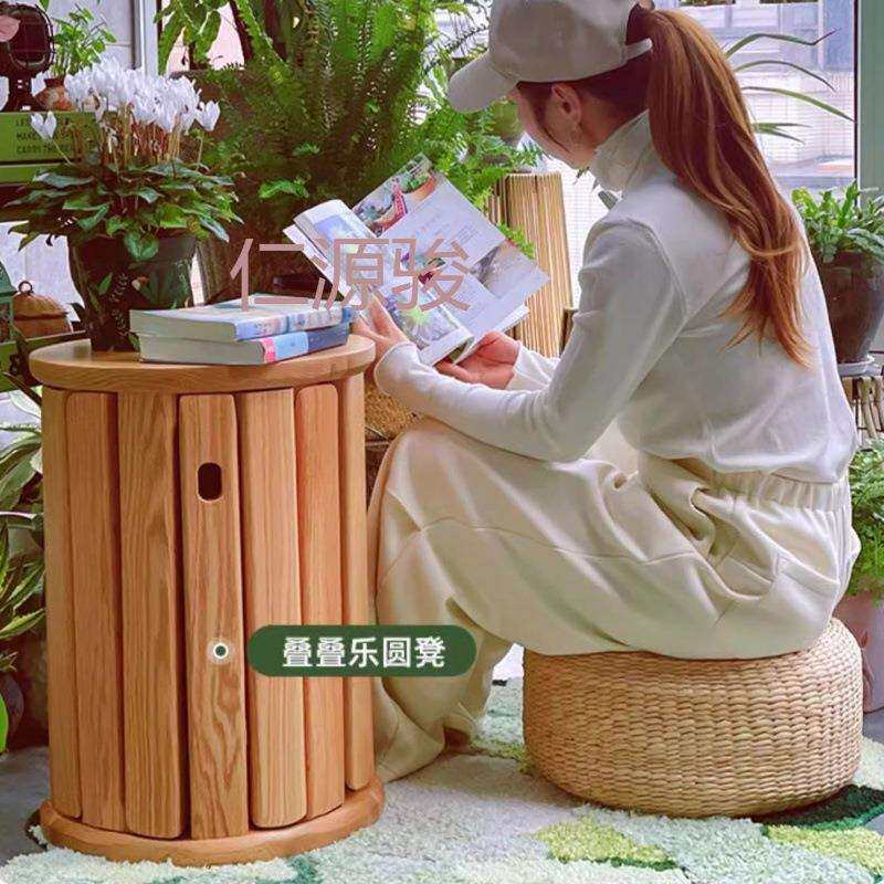 骏1实木凳子茶几组合凳客可叠放板凳收纳吃饭餐桌凳叠叠乐圆儿童