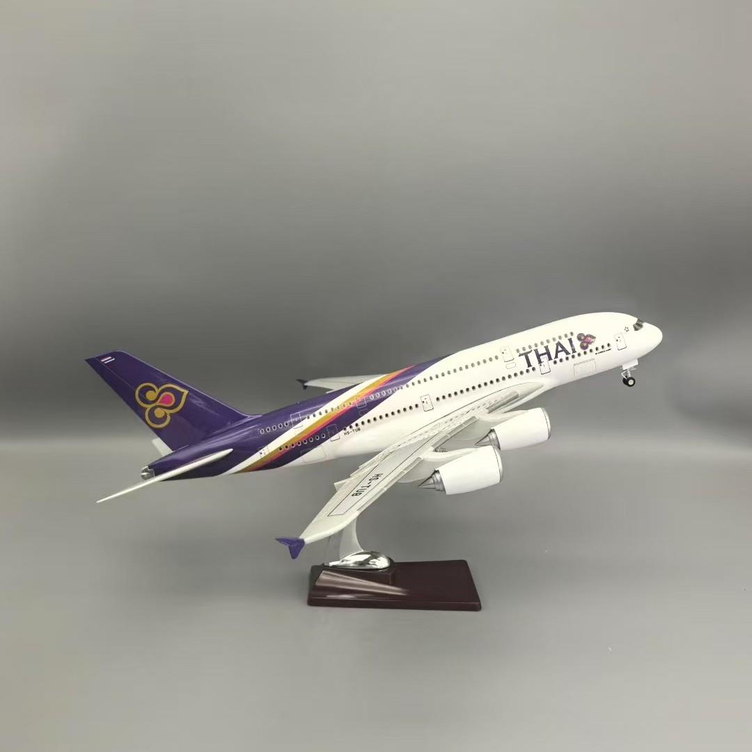 47CM飞机模型泰国A380翻盖款客机航模仿真静态带起落架家居收藏品