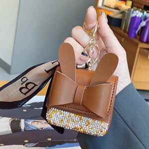 新款时尚网红ins风pu小包包镶钻钥匙扣耳机包挂件零钱包便携高奢