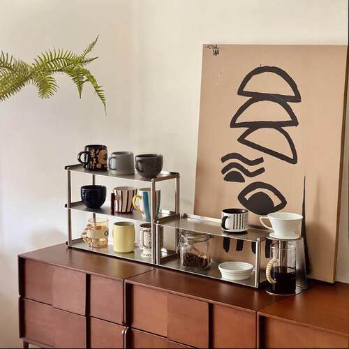 稍安物造 原创正品组合不锈钢杯架台面杯子收纳展示架极简置物架