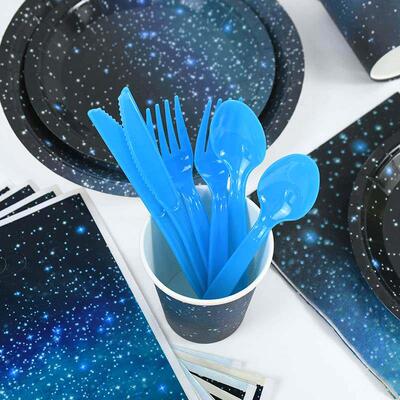 Starry Sky Theme Tableware Birthday Party Galaxy Tablecloth