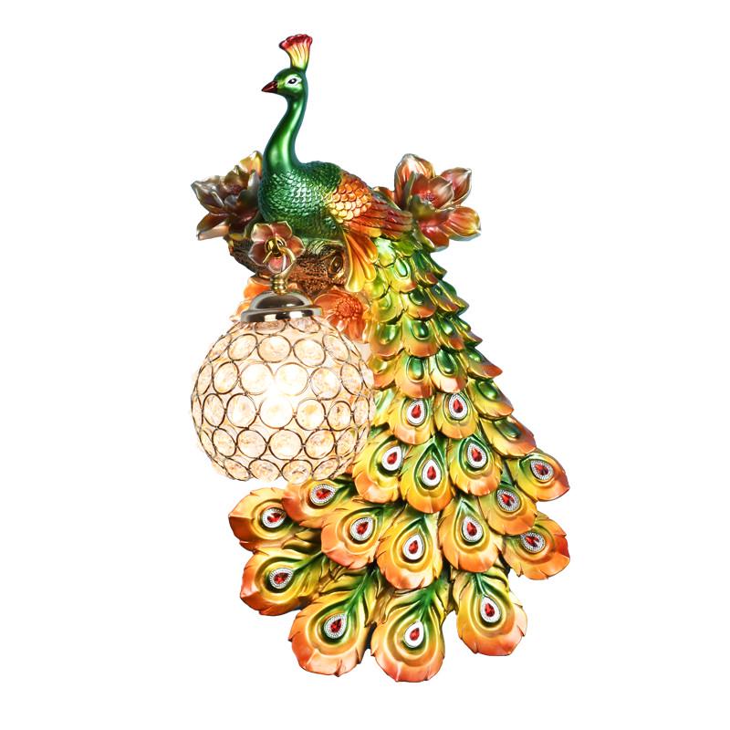 欧式创意客厅壁灯北欧背景墙过道楼梯孔雀壁灯简约现代卧室床头灯