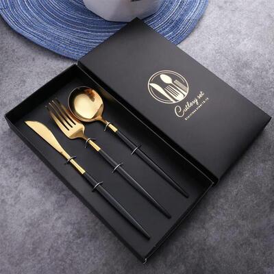 stainless steel knife and fork spoon fourpcs set golden stea