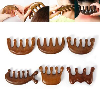 Wood Therapy Massage Comb Head Face Scalp Gua Sha Massager N