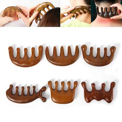 Wood Therapy Massage Comb Head Face Scalp Gua Sha Massager N