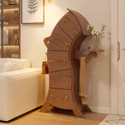 实木叉腰斗柜卧室收纳柜机器人歪头柜轻奢收藏储物柜子客厅五斗柜