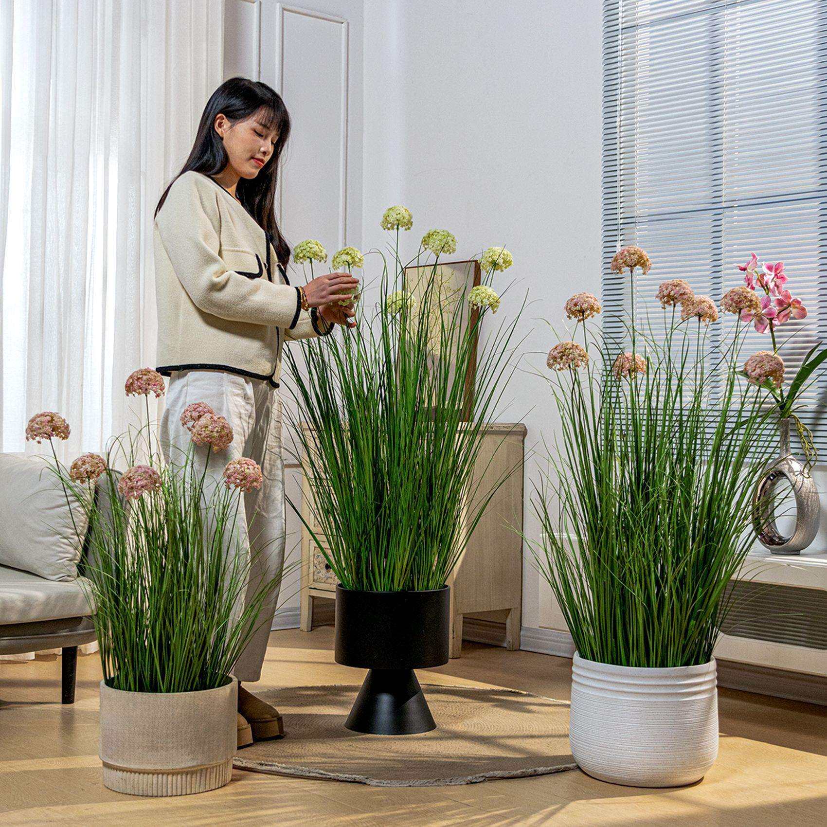 高级仿真芦苇草绣球花家居室内摆件客厅狗尾巴草造景仿生落地植物