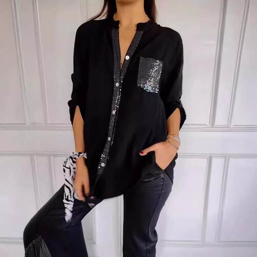 Women's hot brick sleeve shirt 女式烫砖袖衬衫