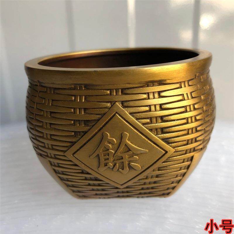 纯铜包邮铜缸储钱罐年年有余烟灰缸家居饰品