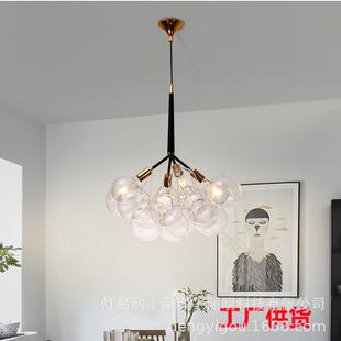跨境工厂供货北欧餐厅卧室灯具后现代创意玻璃圆球魔豆气泡泡吊灯