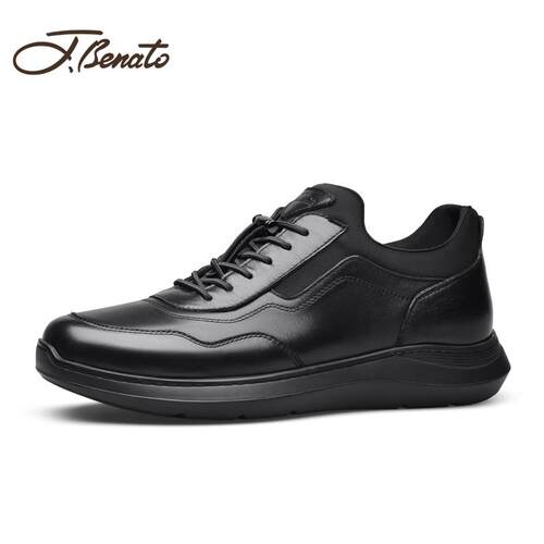 正品宾度男鞋春季男士商务皮鞋士真皮休闲鞋厚户底加男无鞋带外增