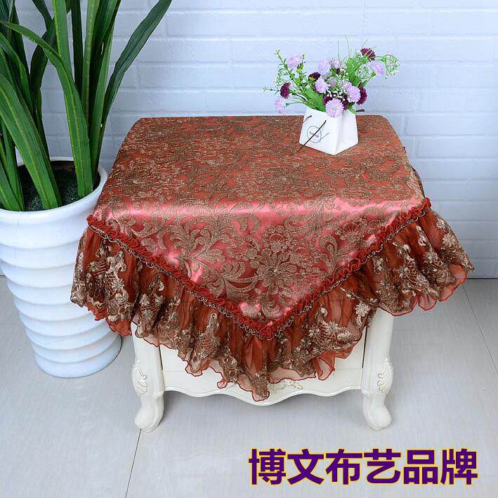 包邮博文布艺品牌桌布桌布多用巾万用盖布床头柜套防尘罩凤尾绣红